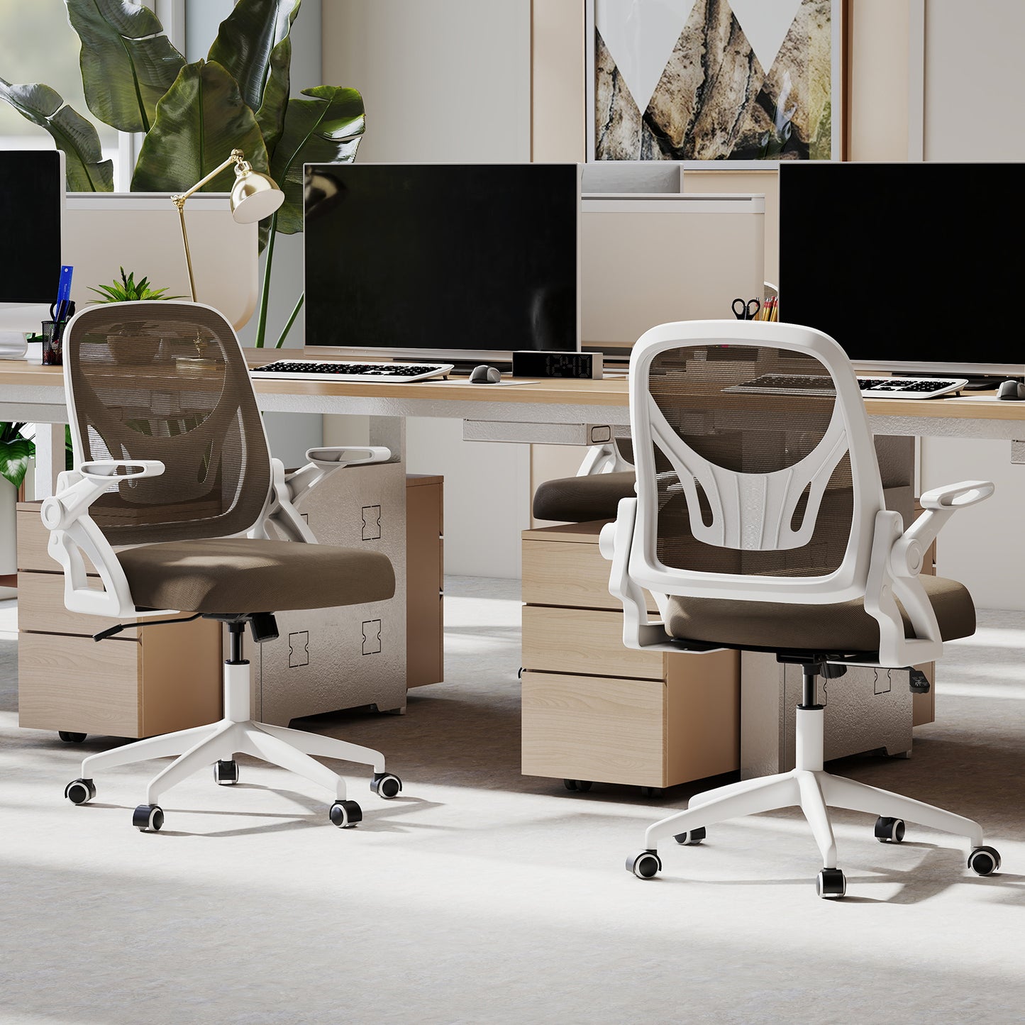Ergonomic Office Chair with Lumbar Support and Flip-Up Arms