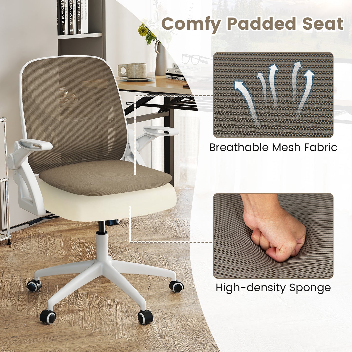 Ergonomic Office Chair with Lumbar Support and Flip-Up Arms