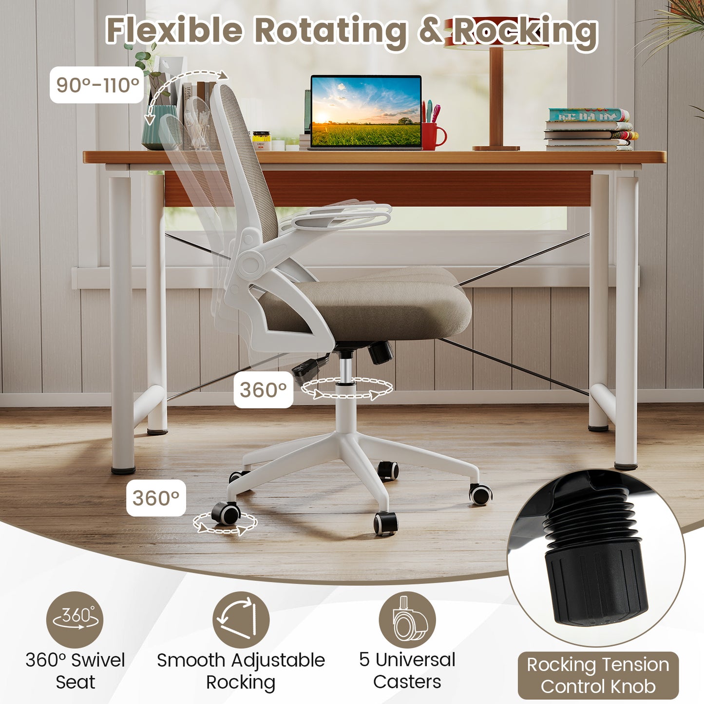 Ergonomic Office Chair with Lumbar Support and Flip-Up Arms