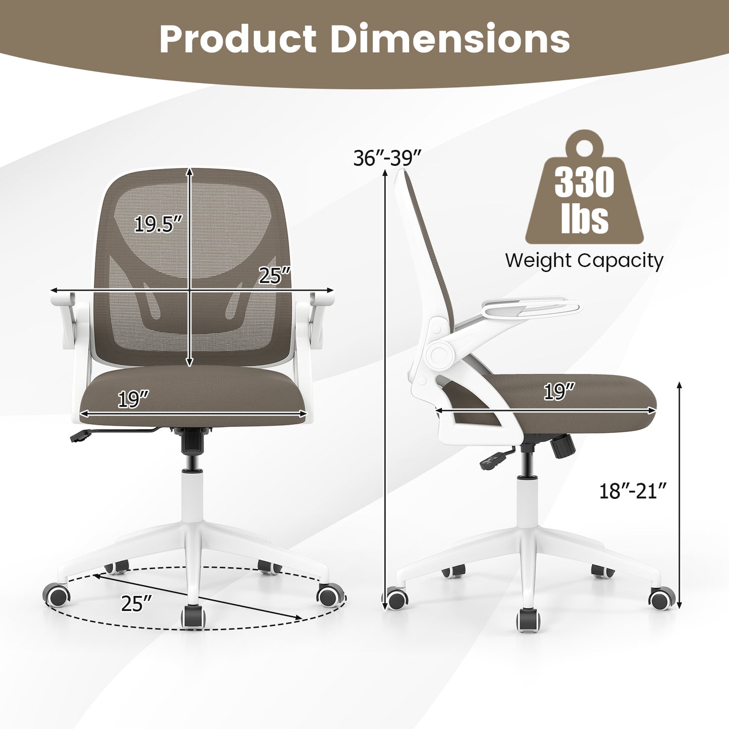 Ergonomic Office Chair with Lumbar Support and Flip-Up Arms
