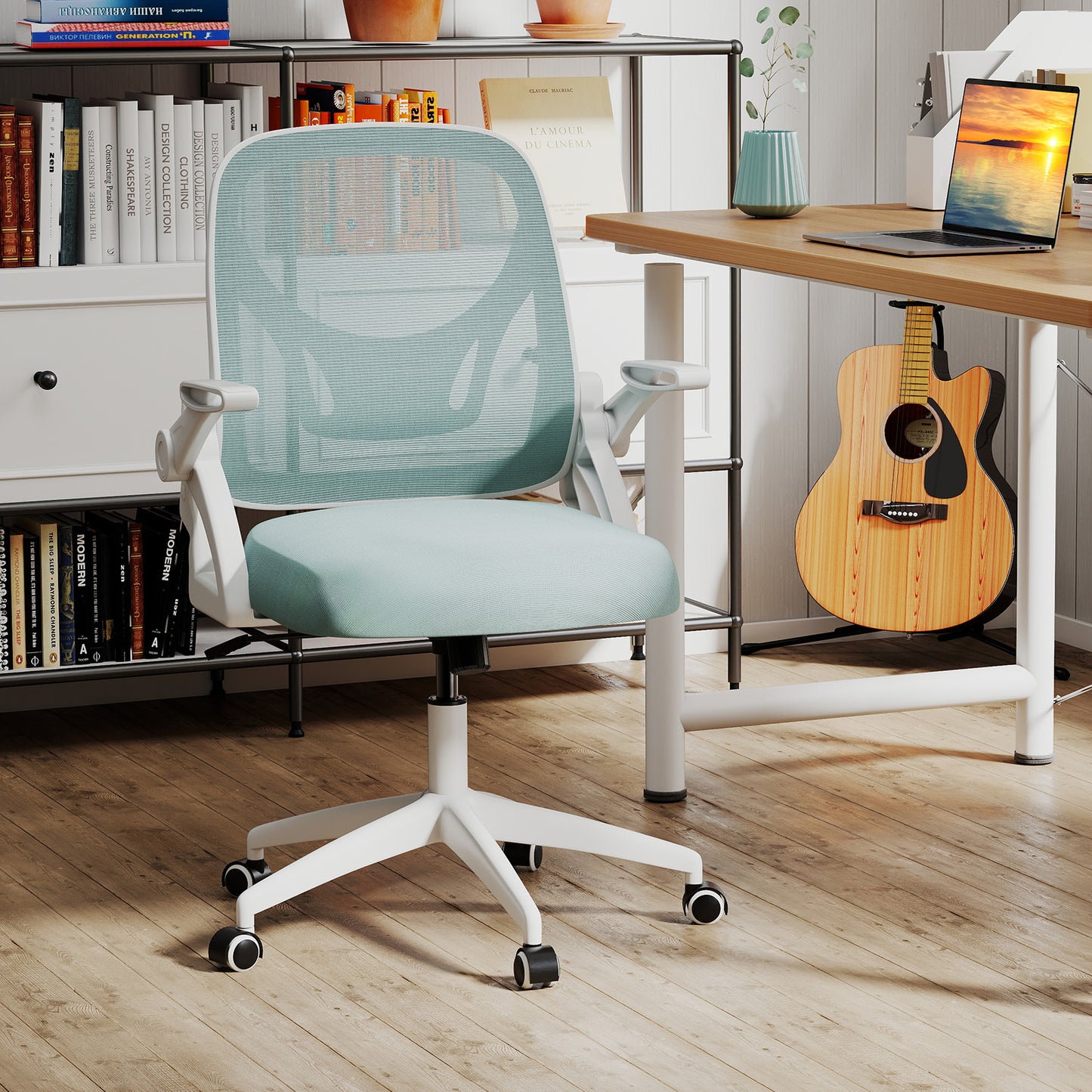 Ergonomic Office Chair with Lumbar Support and Flip-Up Arms