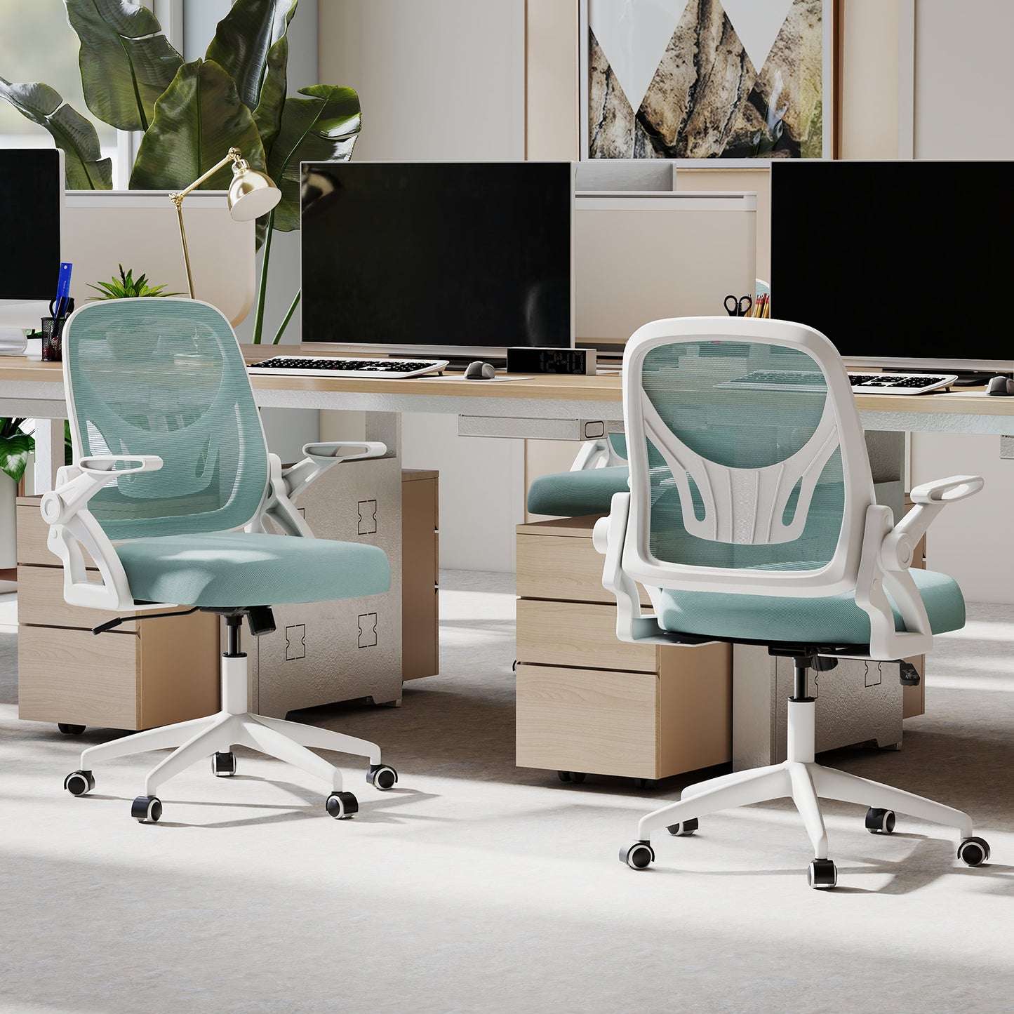 Ergonomic Office Chair with Lumbar Support and Flip-Up Arms