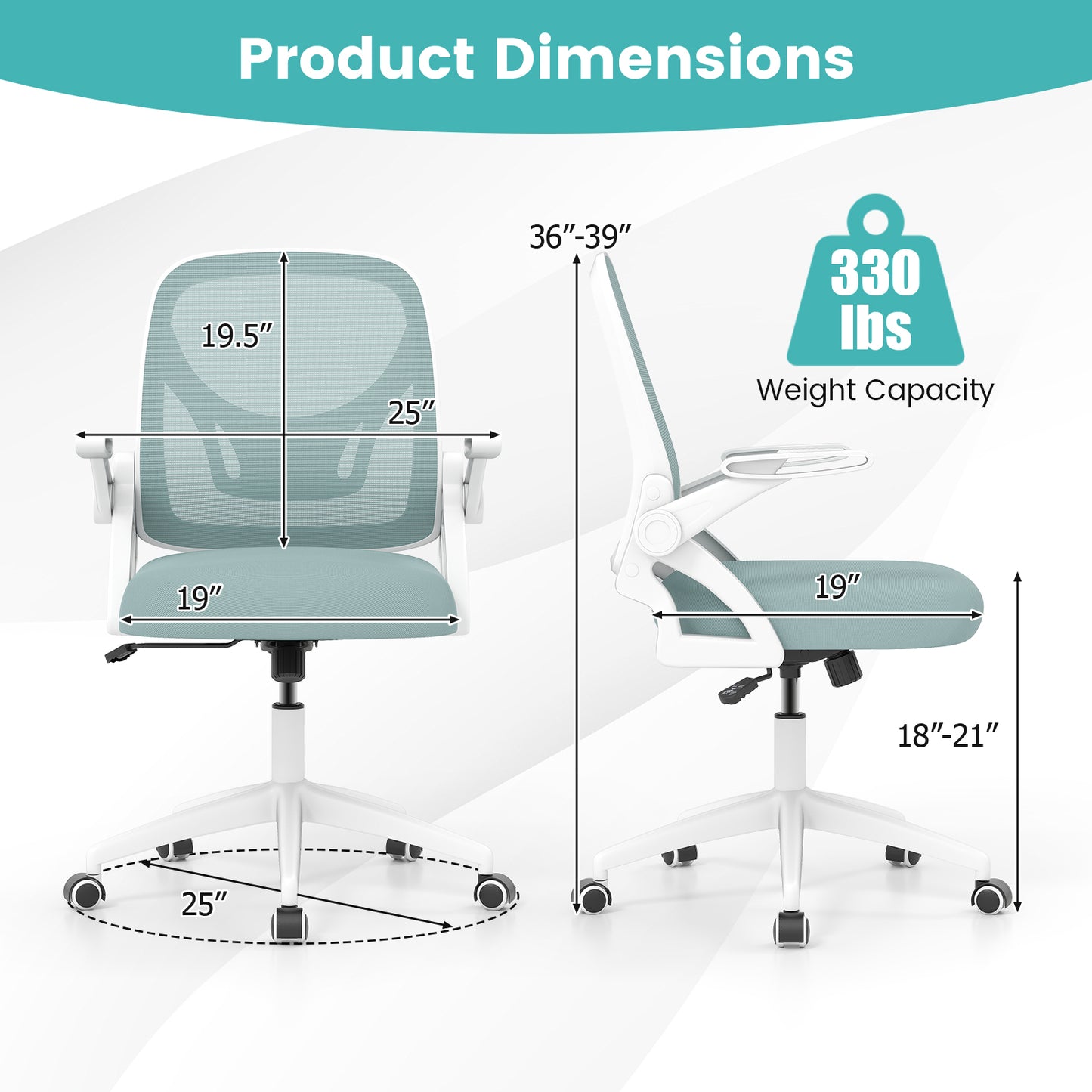 Ergonomic Office Chair with Lumbar Support and Flip-Up Arms