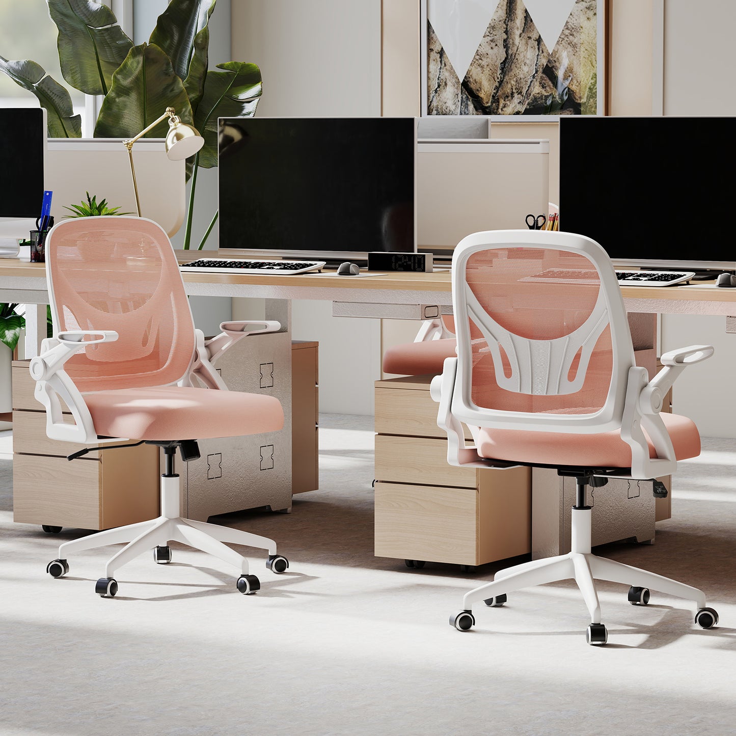 Ergonomic Office Chair with Lumbar Support and Flip-Up Arms