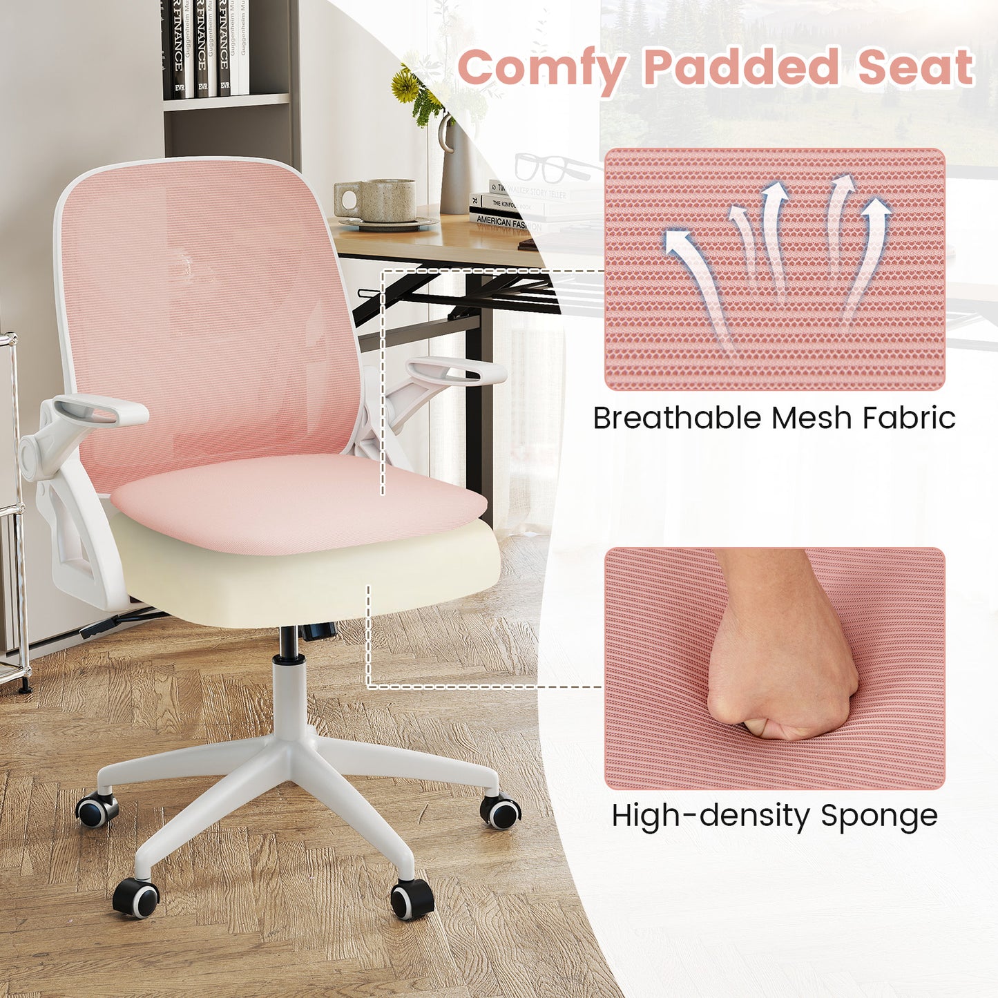 Ergonomic Office Chair with Lumbar Support and Flip-Up Arms