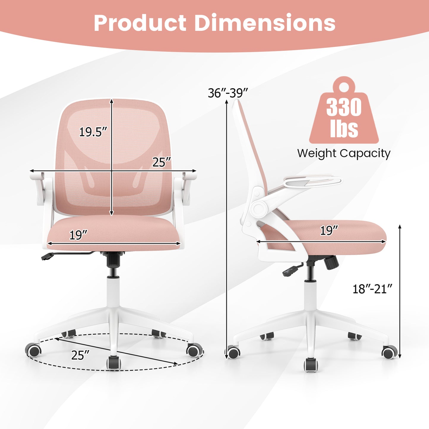 Ergonomic Office Chair with Lumbar Support and Flip-Up Arms
