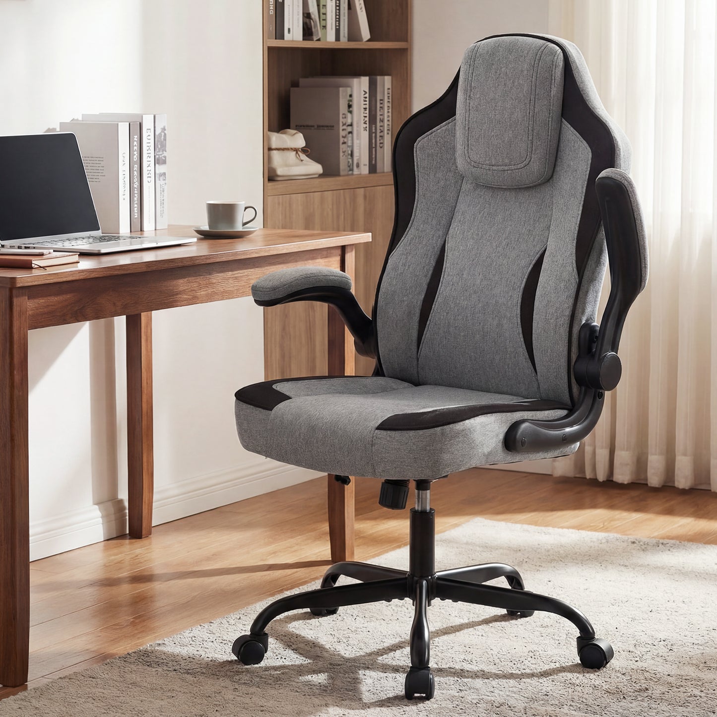Ergonomic Office Chair with Flip-Up Armrests and Lumbar Support
