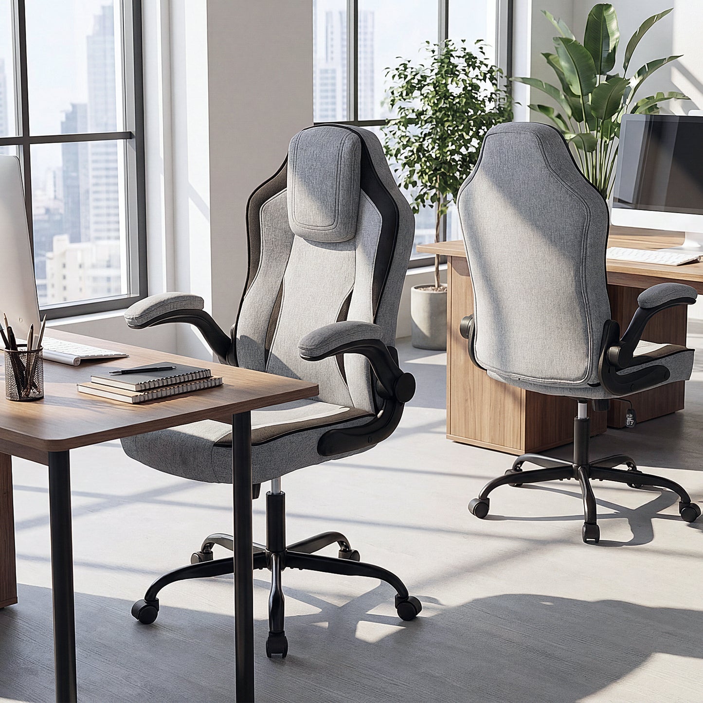 Ergonomic Office Chair with Flip-Up Armrests and Lumbar Support