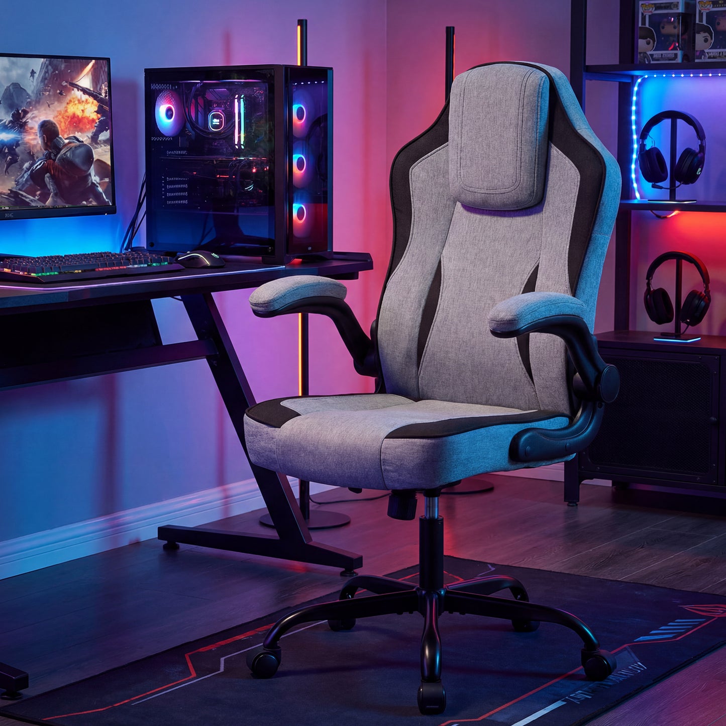 Ergonomic Office Chair with Flip-Up Armrests and Lumbar Support