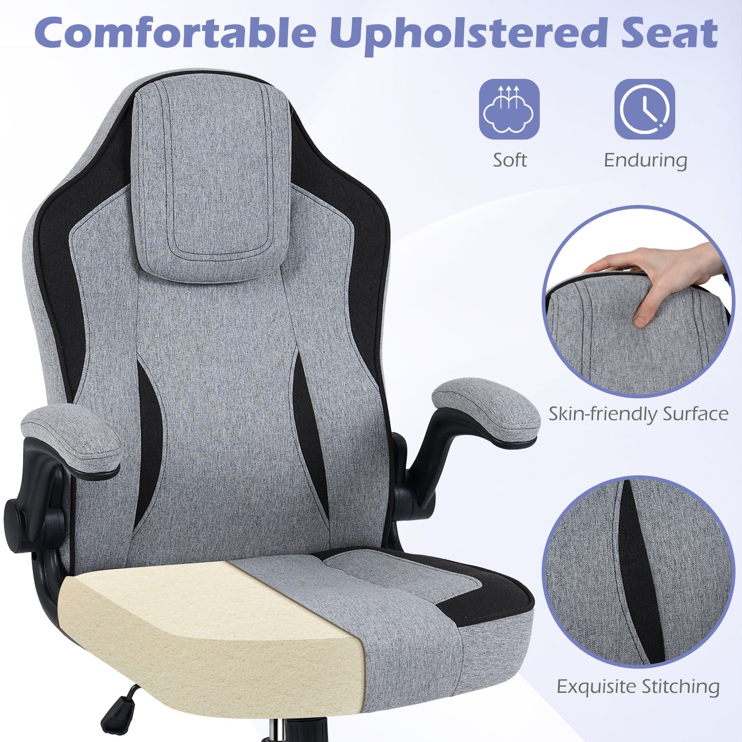 Ergonomic Office Chair with Flip-Up Armrests and Lumbar Support