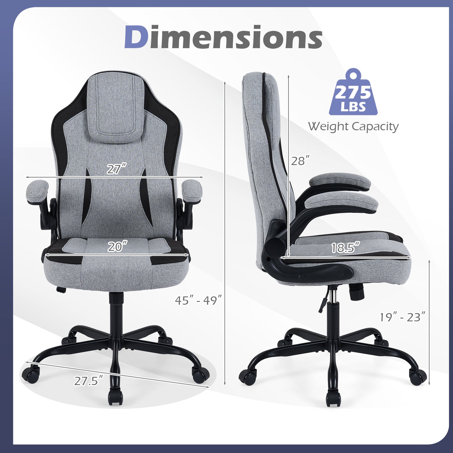 Ergonomic Office Chair with Flip-Up Armrests and Lumbar Support