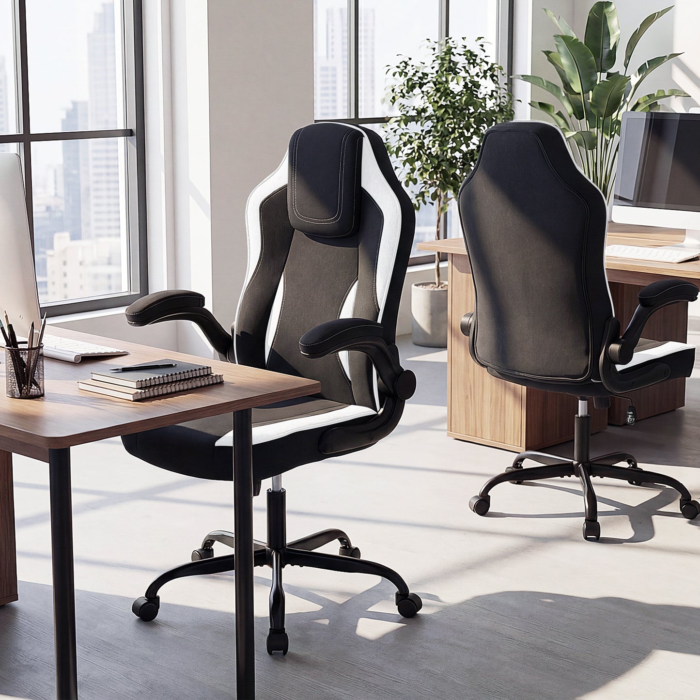 Ergonomic Office Chair with Flip-Up Armrests and Lumbar Support