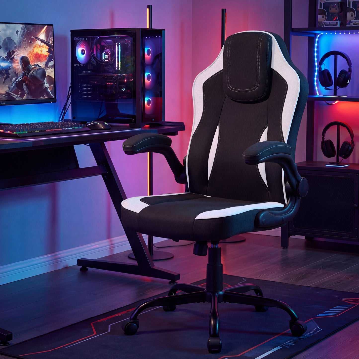 Ergonomic Office Chair with Flip-Up Armrests and Lumbar Support