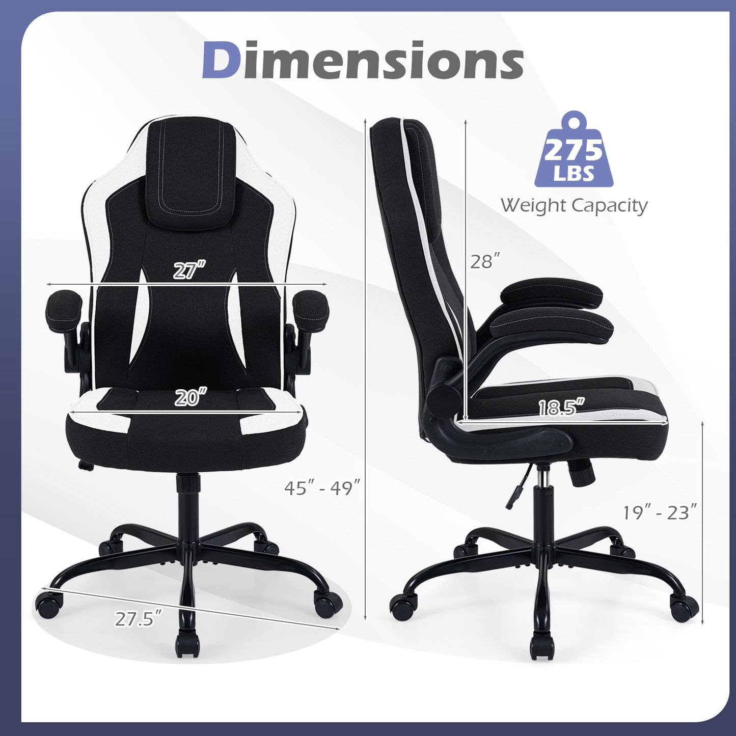 Ergonomic Office Chair with Flip-Up Armrests and Lumbar Support