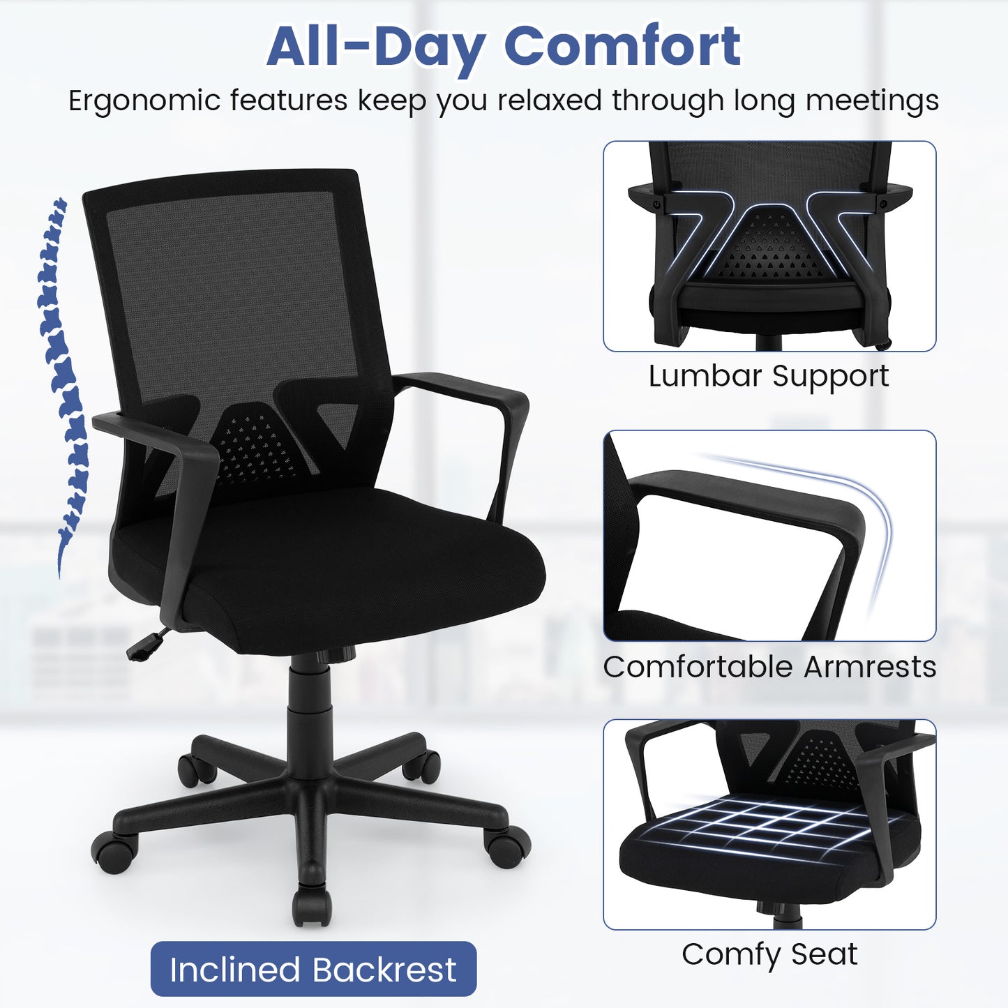 Ergonomic Mesh Office Chair with Lumbar Support