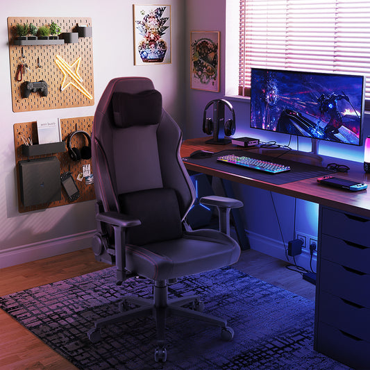 Ergonomic Gaming Chair with Magnetic Headrest & Lumbar Support