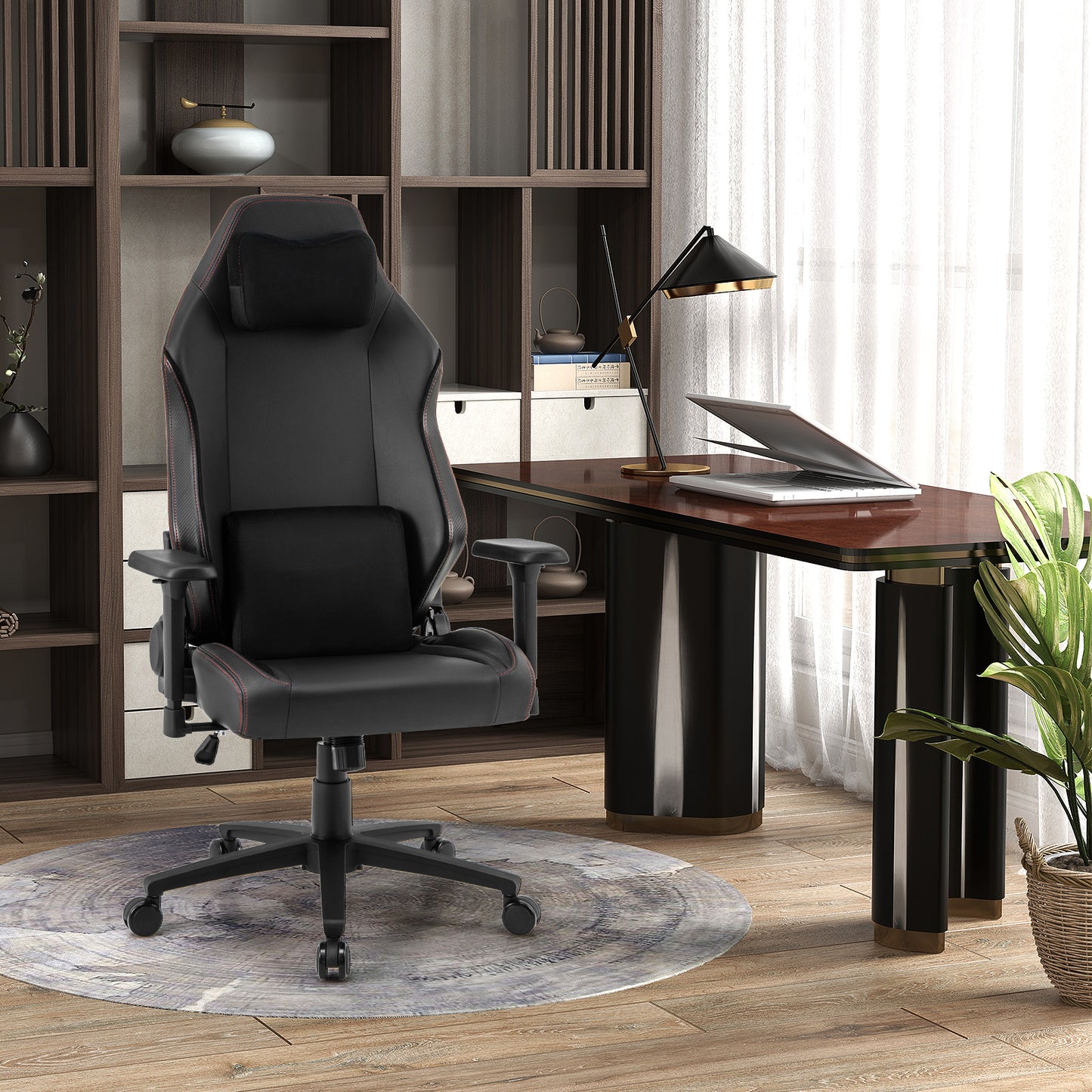 Ergonomic Gaming Chair with Magnetic Headrest & Lumbar Support