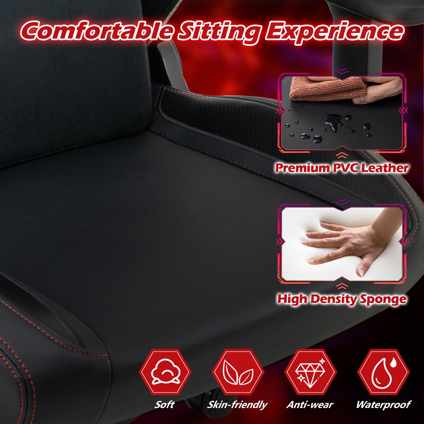 Ergonomic Gaming Chair with Magnetic Headrest & Lumbar Support