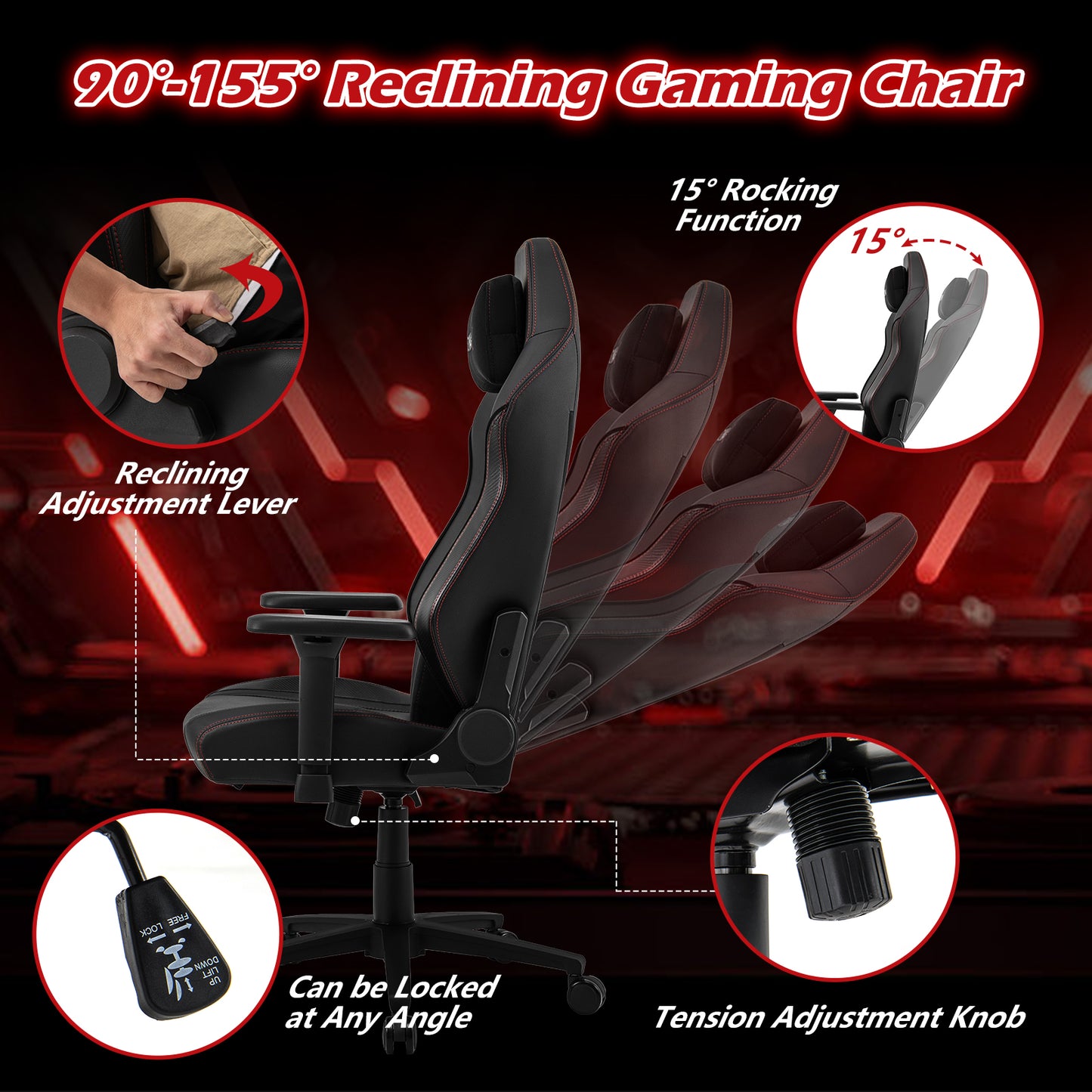 Ergonomic Gaming Chair with Magnetic Headrest & Lumbar Support