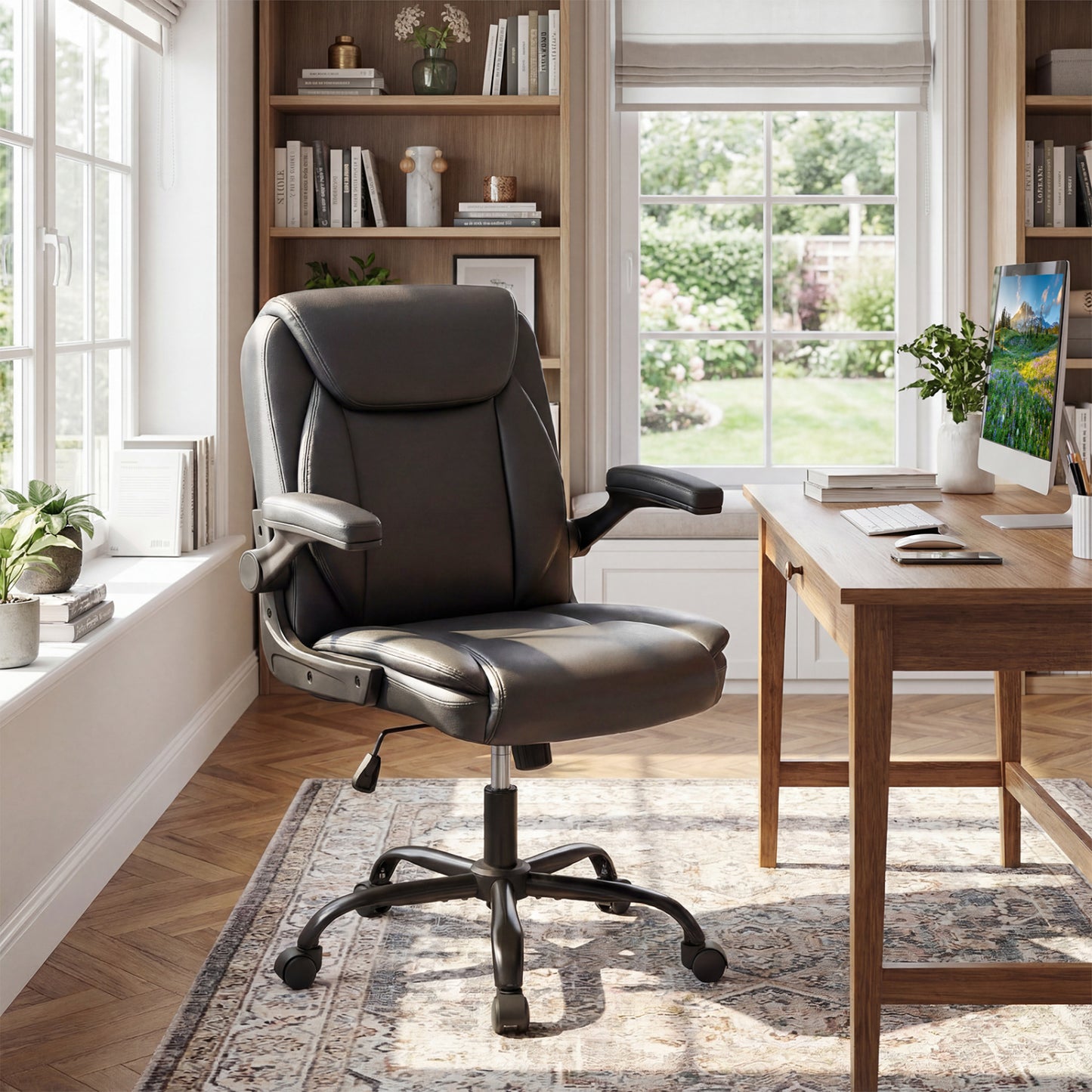 Ergonomic Office Chair with Flip-Up Armrests & Rocking