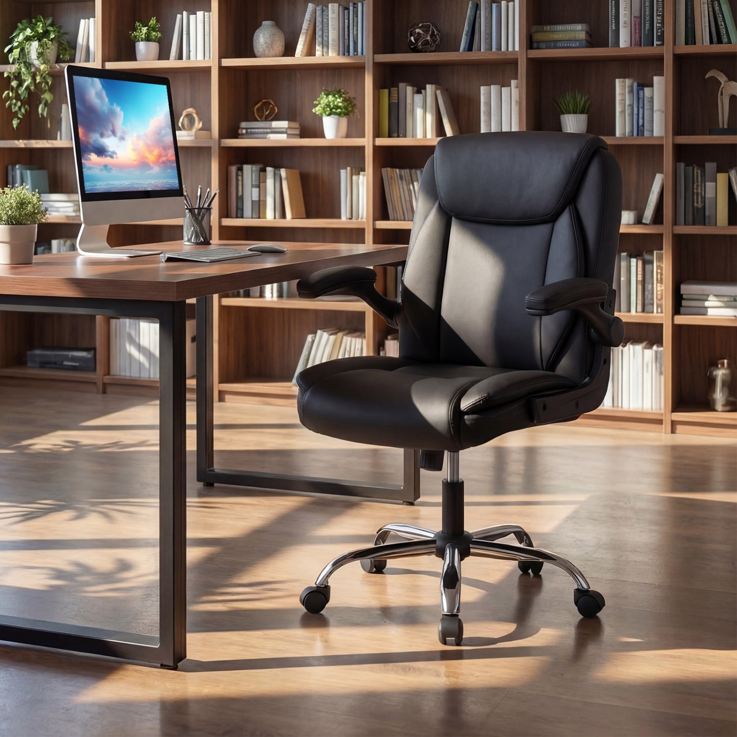 Ergonomic Office Chair with Flip-Up Armrests & Rocking
