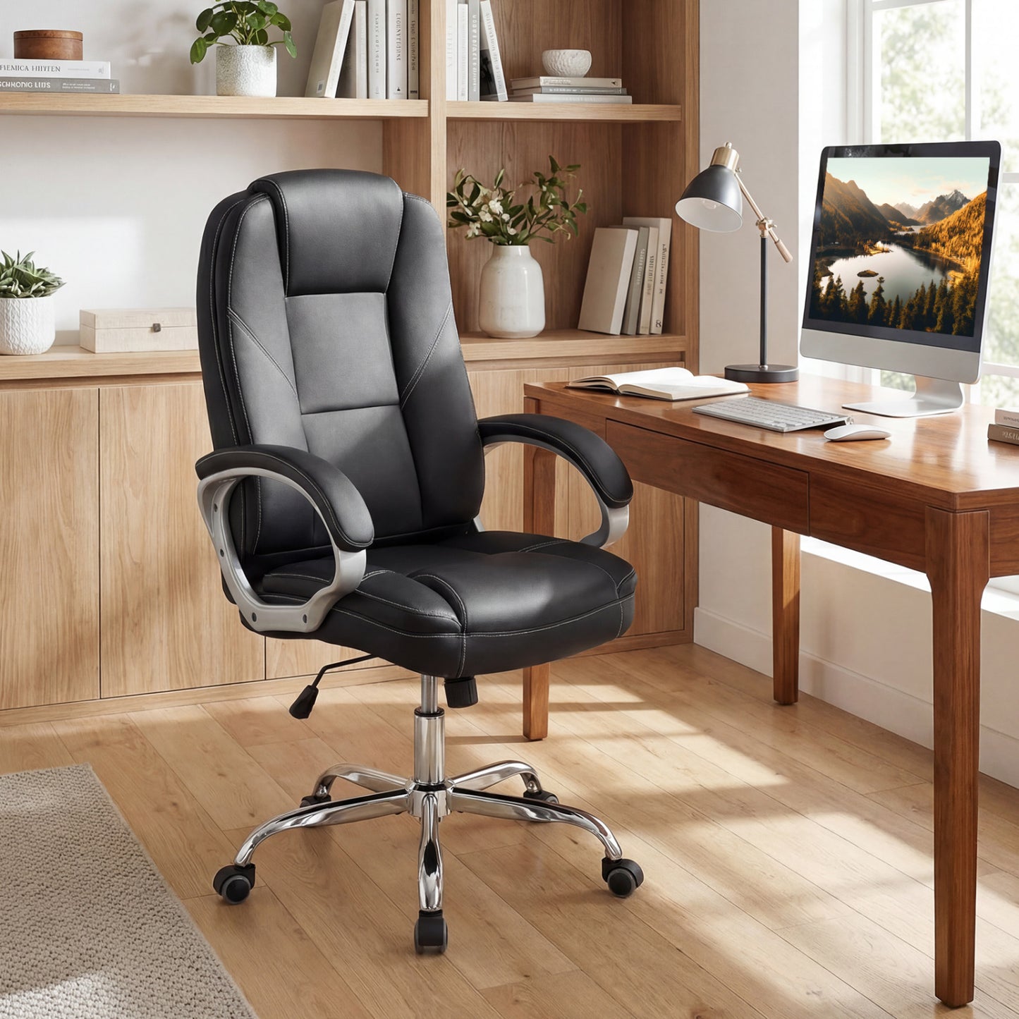 Ergonomic Office Chair with Padded Armrests and Rocking Back