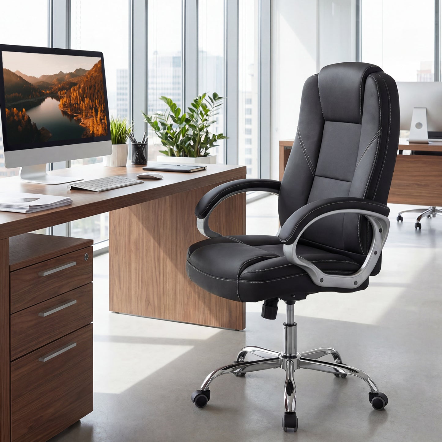 Ergonomic Office Chair with Padded Armrests and Rocking Back