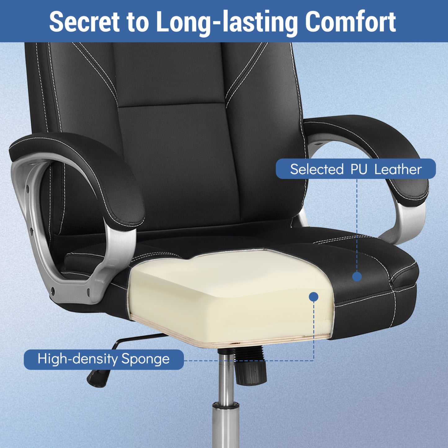 Ergonomic Office Chair with Padded Armrests and Rocking Back