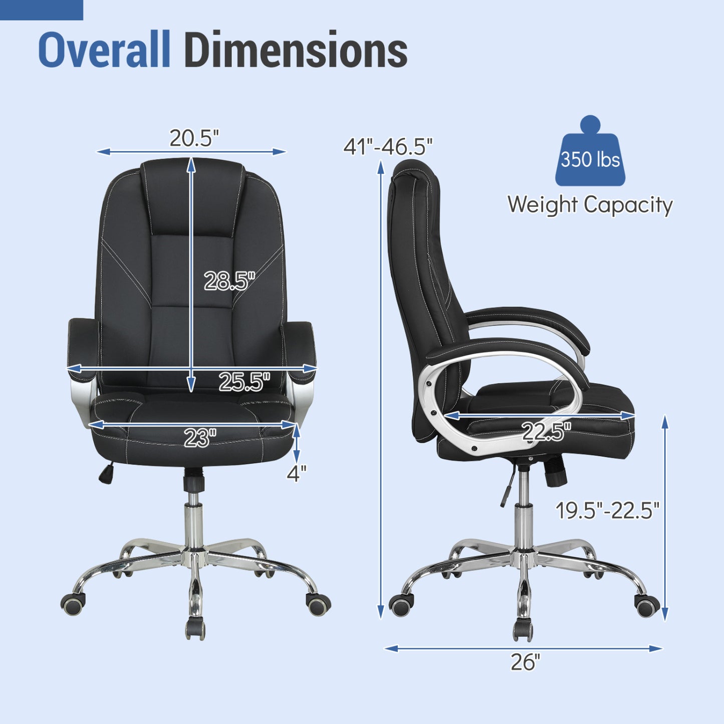Ergonomic Office Chair with Padded Armrests and Rocking Back