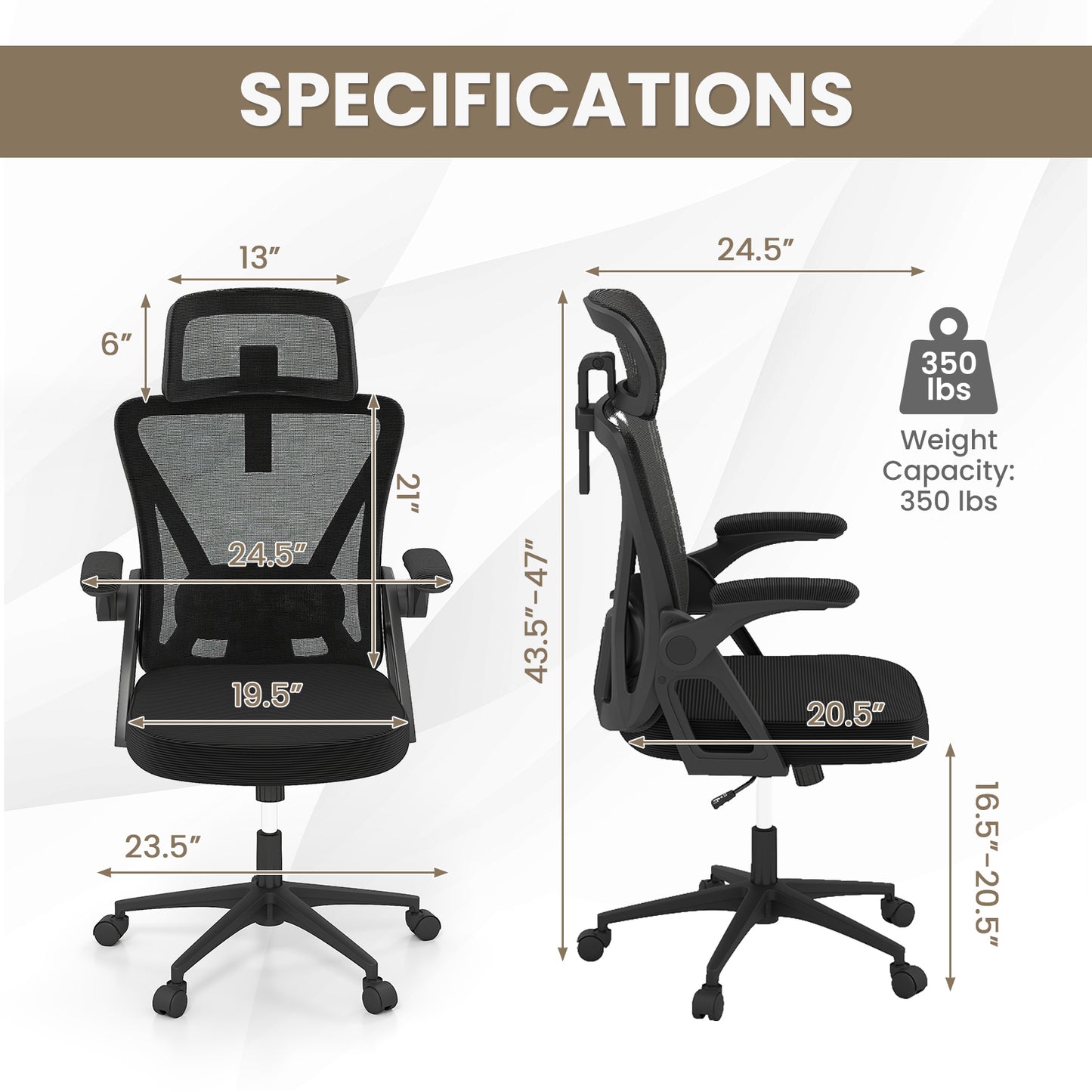 Ergonomic Mesh Office Chair with Adjustable Lumbar Support