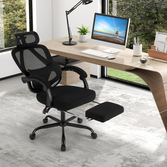 Ergonomic Office Chair with Retractable Footrest High Back Mesh