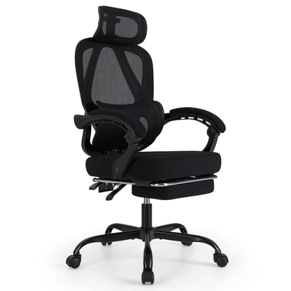 Ergonomic Office Chair with Retractable Footrest High Back Mesh