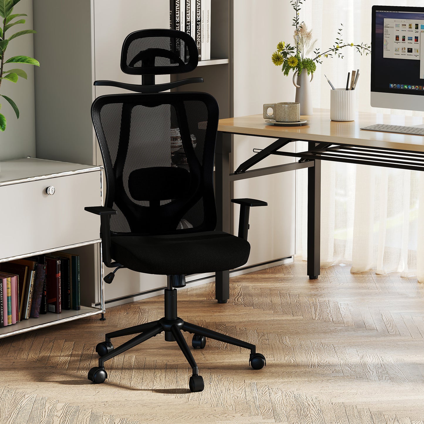 Ergonomic Office Chair with 3D Headrest and Reclining Back