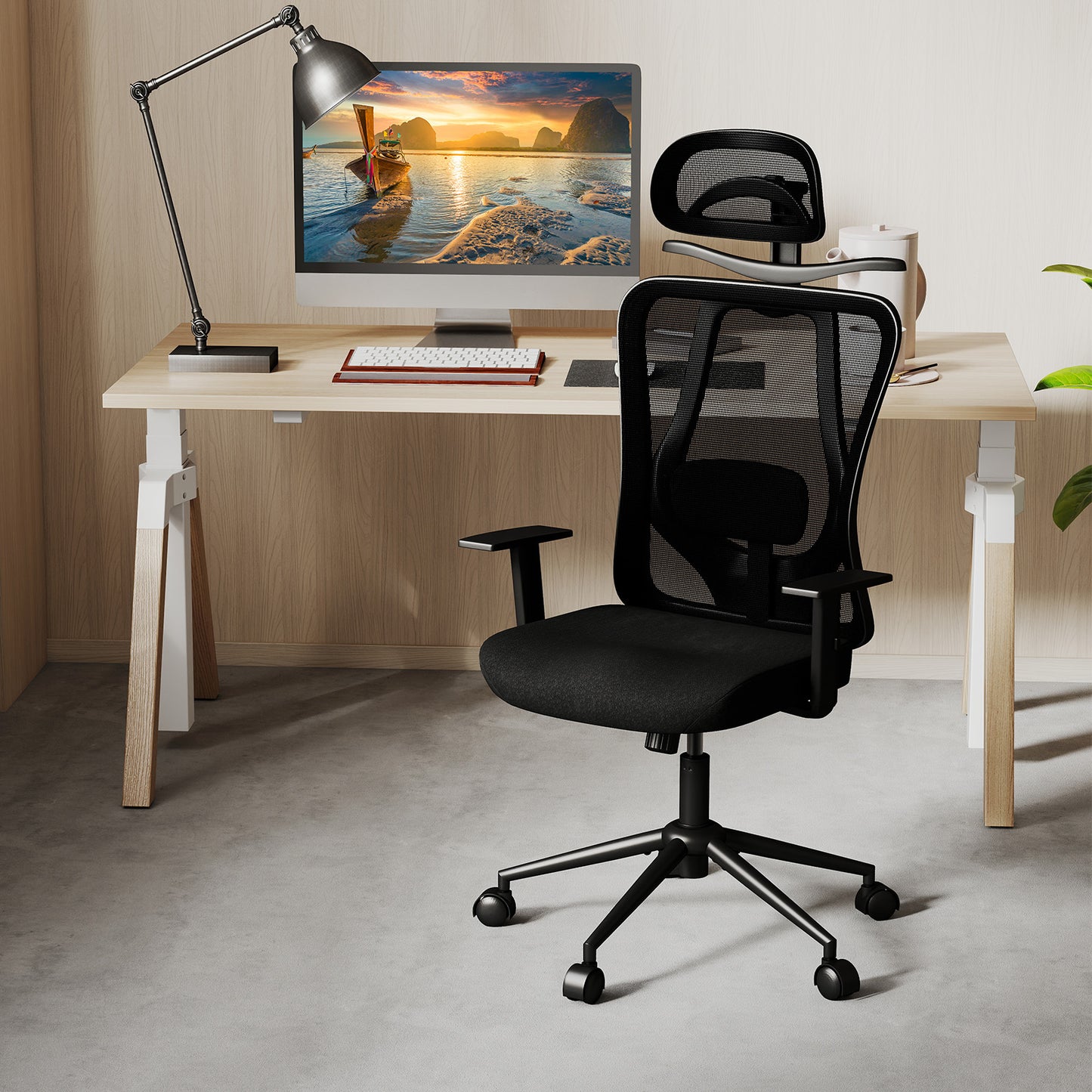 Ergonomic Office Chair with 3D Headrest and Reclining Back