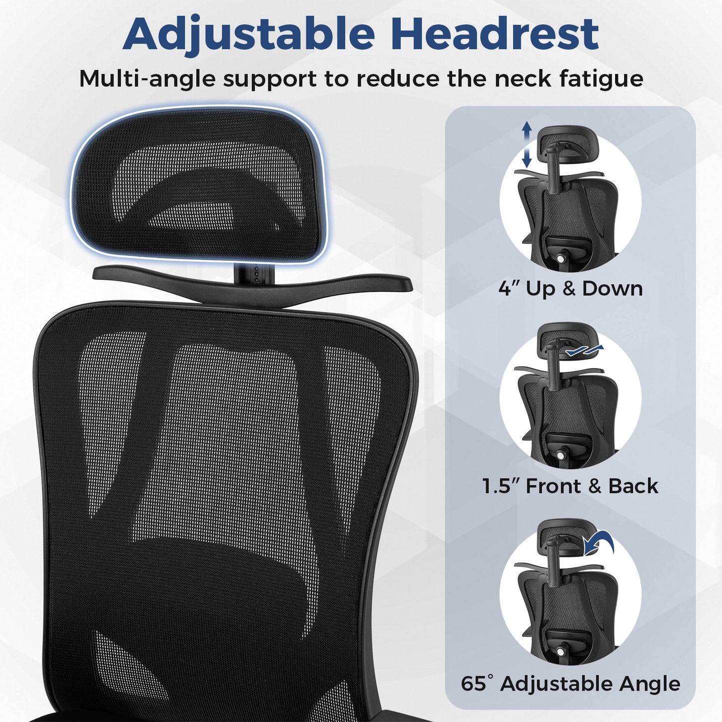 Ergonomic Office Chair with 3D Headrest and Reclining Back