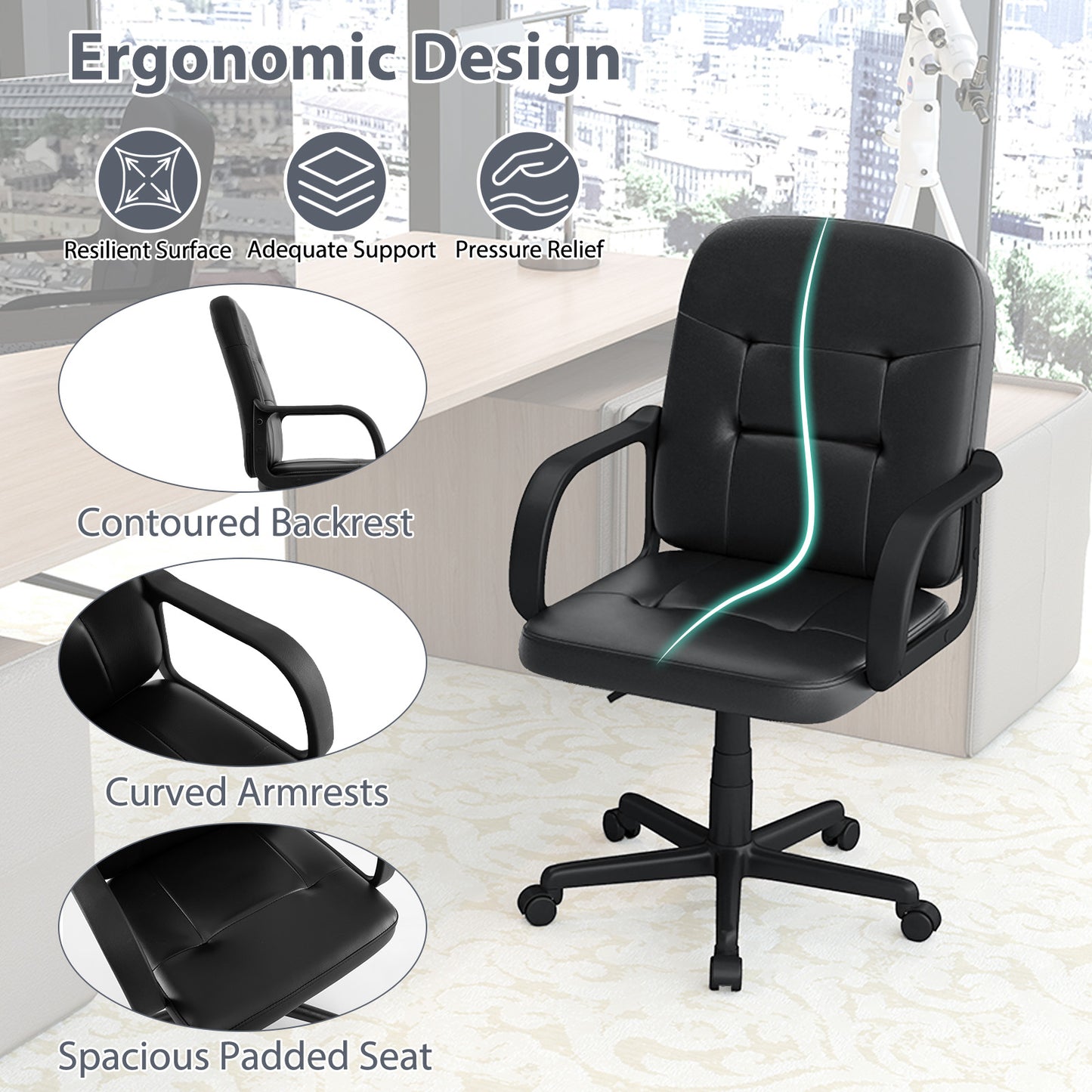 Ergonomic Executive Office Chair with High Back Support