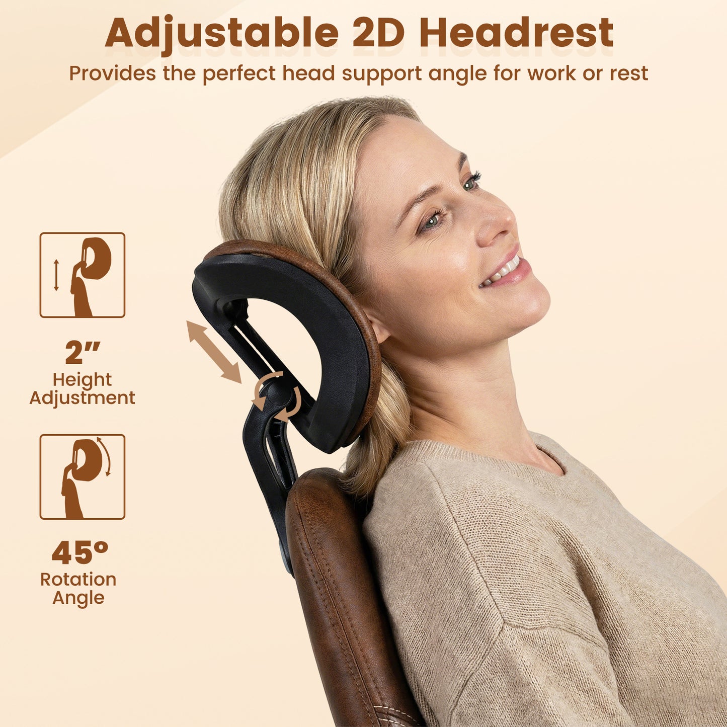 Ergonomic Office Chair with 2D Headrest & Rocking Backrest