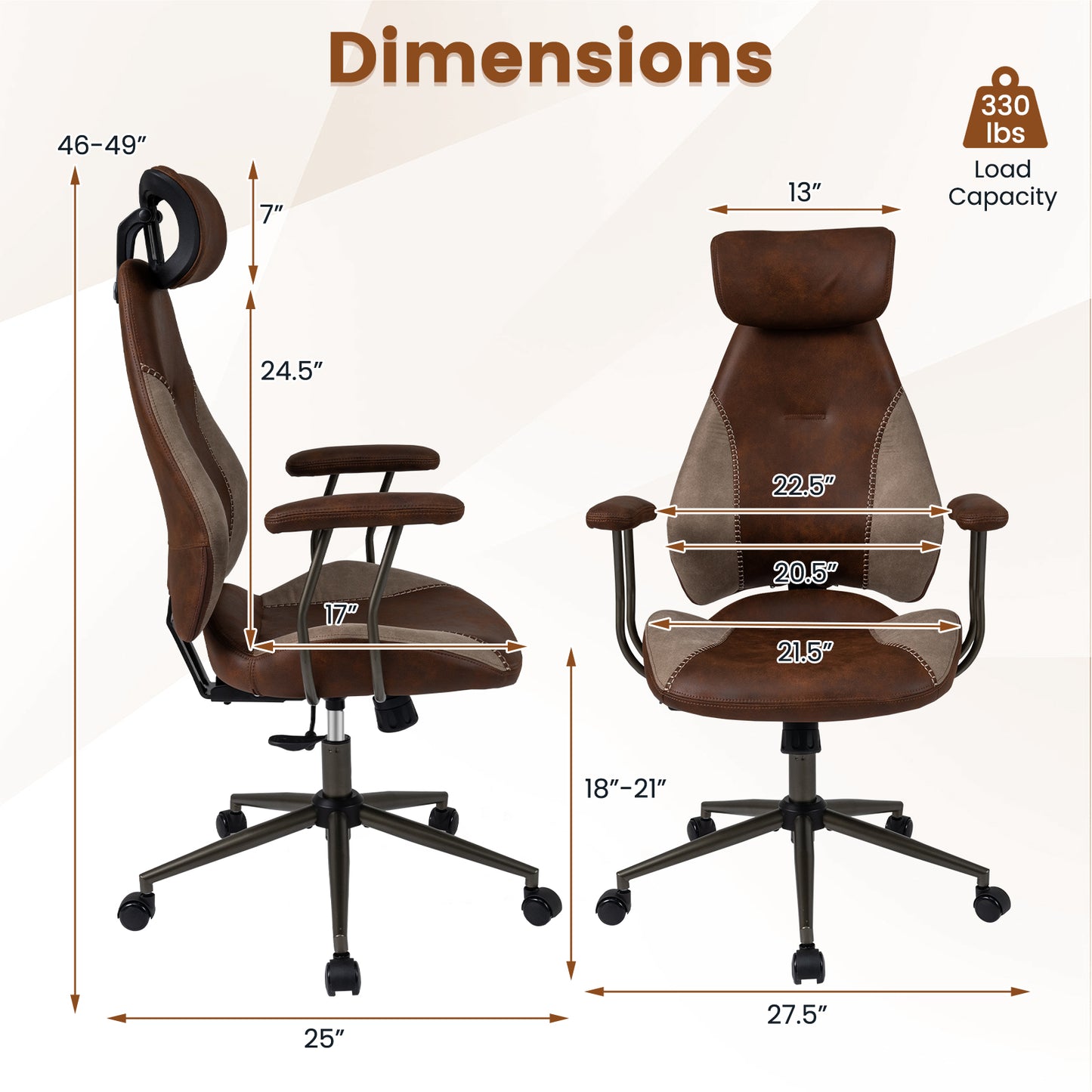 Ergonomic Office Chair with 2D Headrest & Rocking Backrest