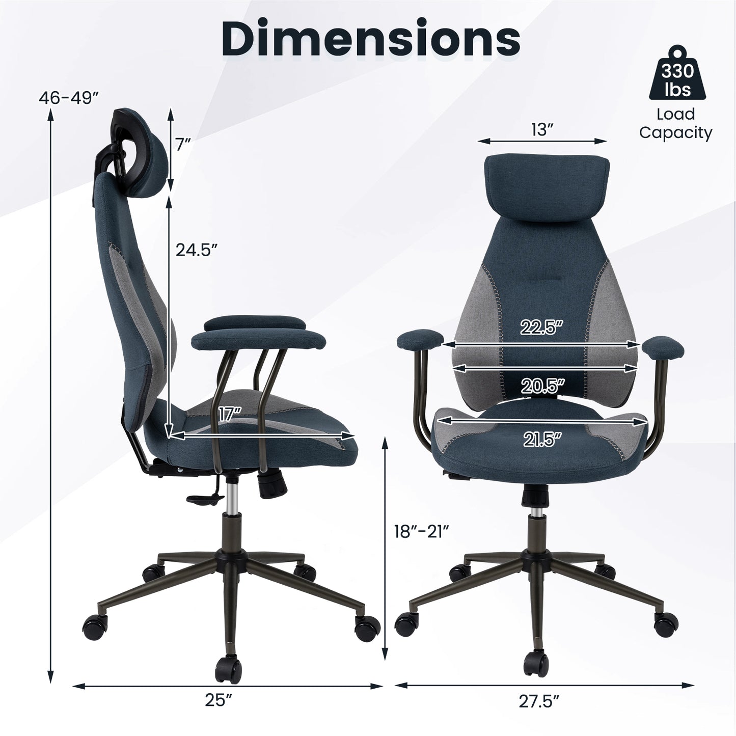 Ergonomic Office Chair with 2D Headrest & Rocking Backrest