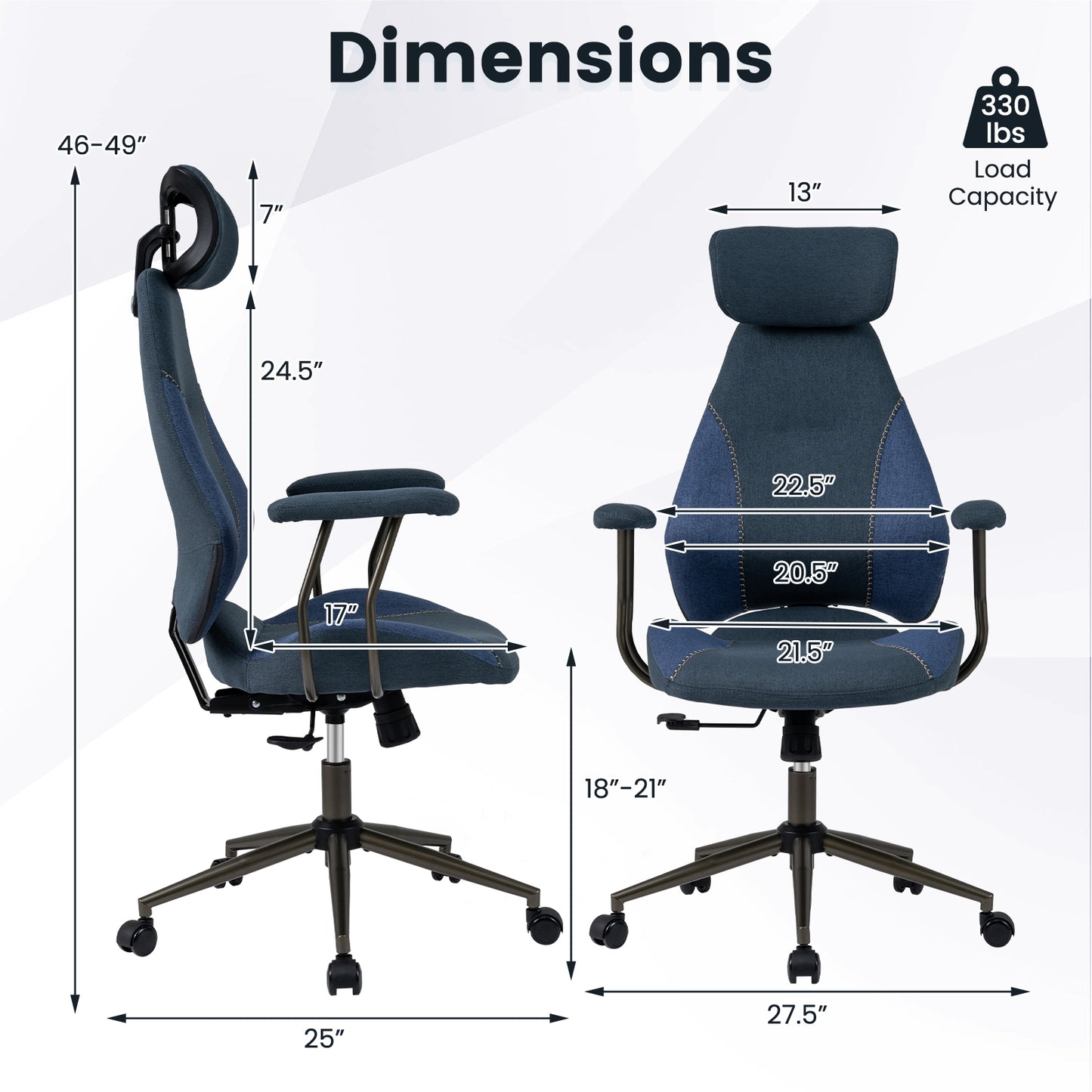 Ergonomic Office Chair with 2D Headrest & Rocking Backrest