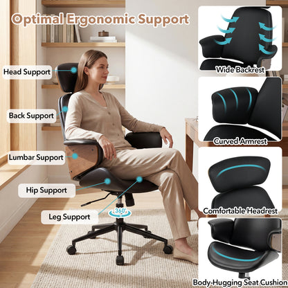 Ergonomic Office Chair with Adjustable Headrest and Lumbar Support