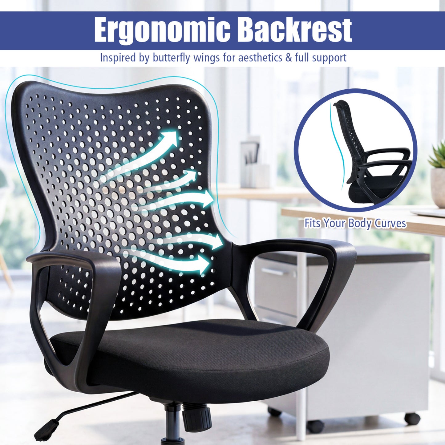 Ergonomic Office Chair with Butterfly Back Design