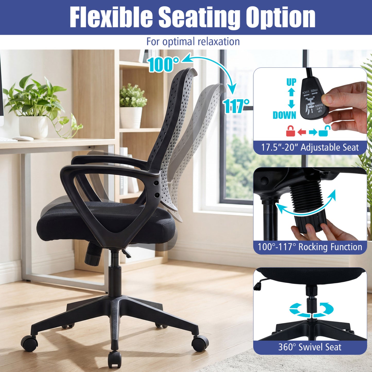Ergonomic Office Chair with Butterfly Back Design