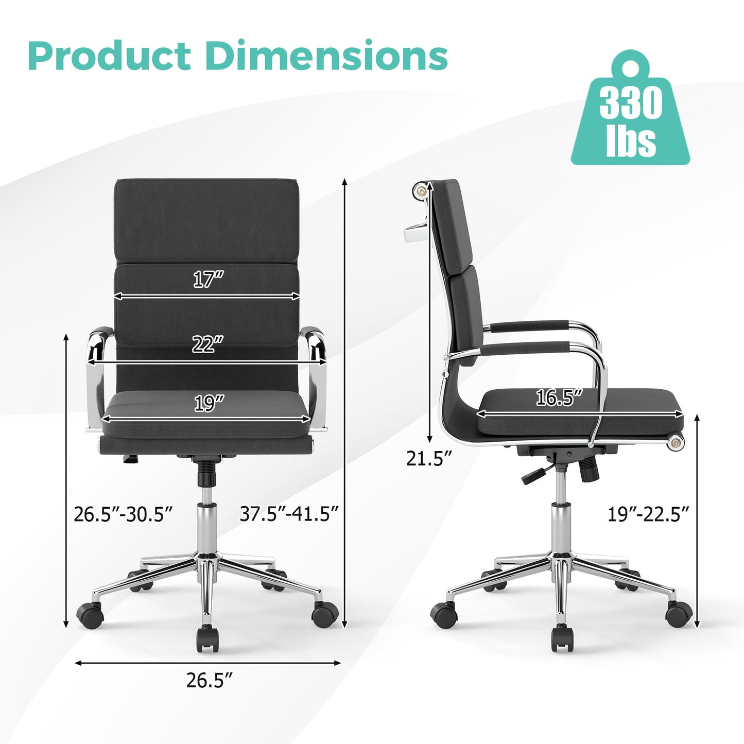 Ergonomic Office Chair with Rocking Backrest and Adjustable Height