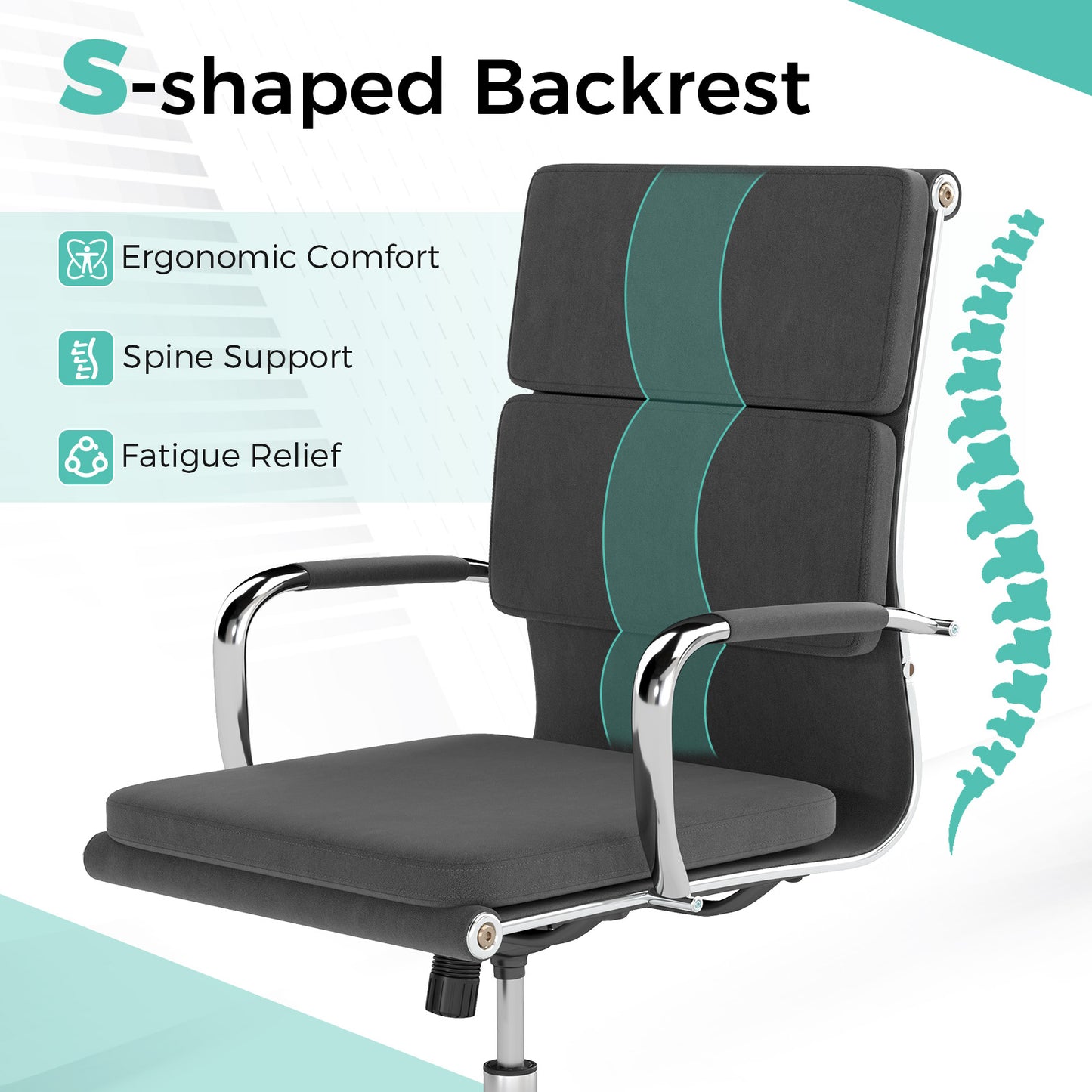 Ergonomic Office Chair with Rocking Backrest and Adjustable Height