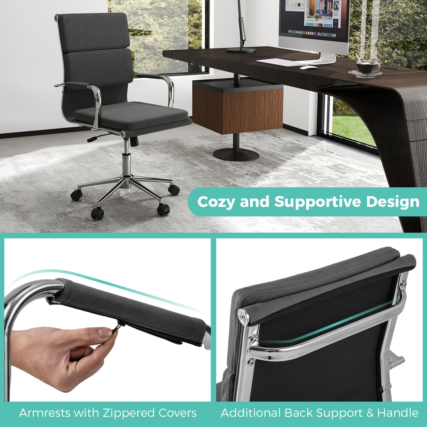 Ergonomic Office Chair with Rocking Backrest and Adjustable Height