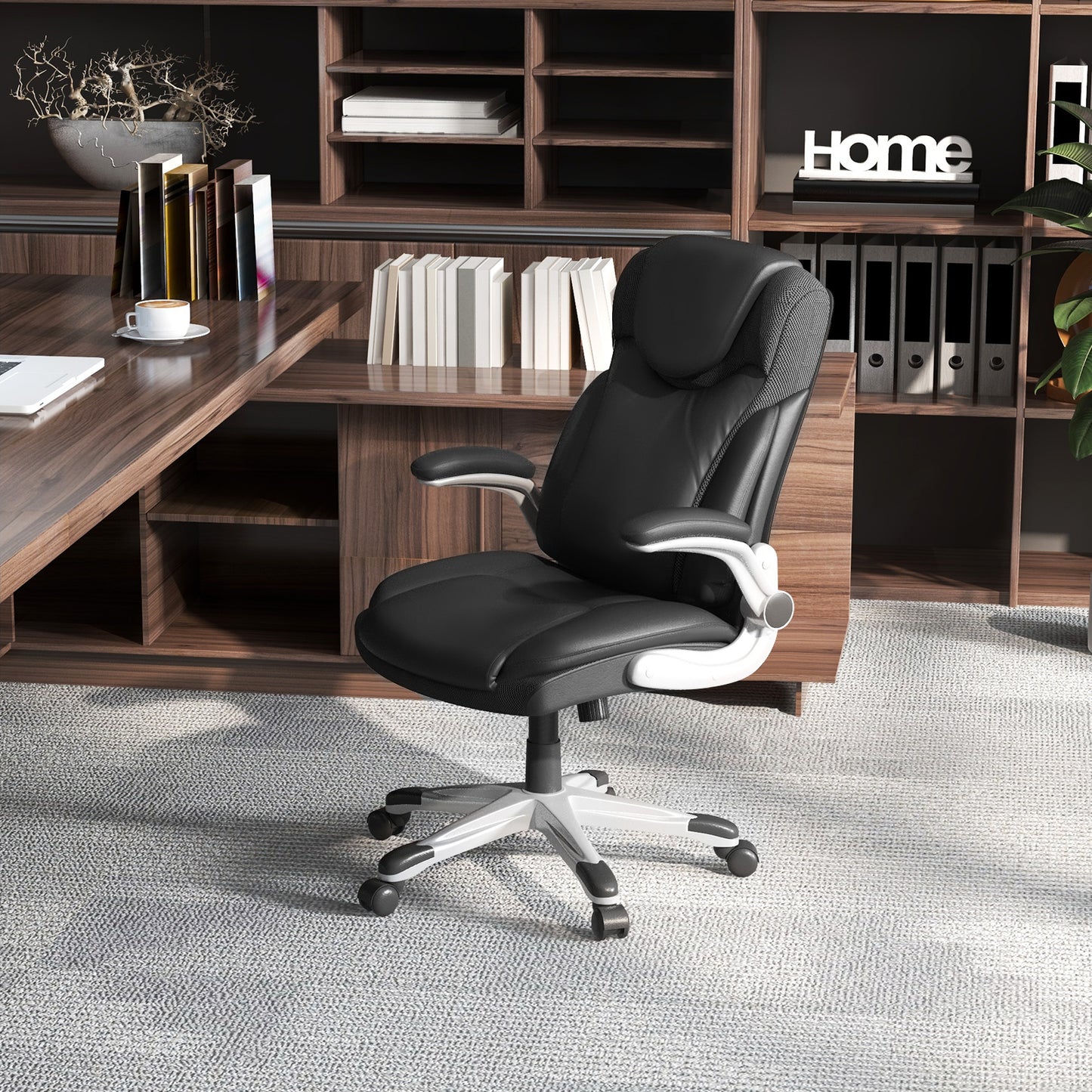 Executive Office Chair with Flip-Up Armrests & Rocking Function