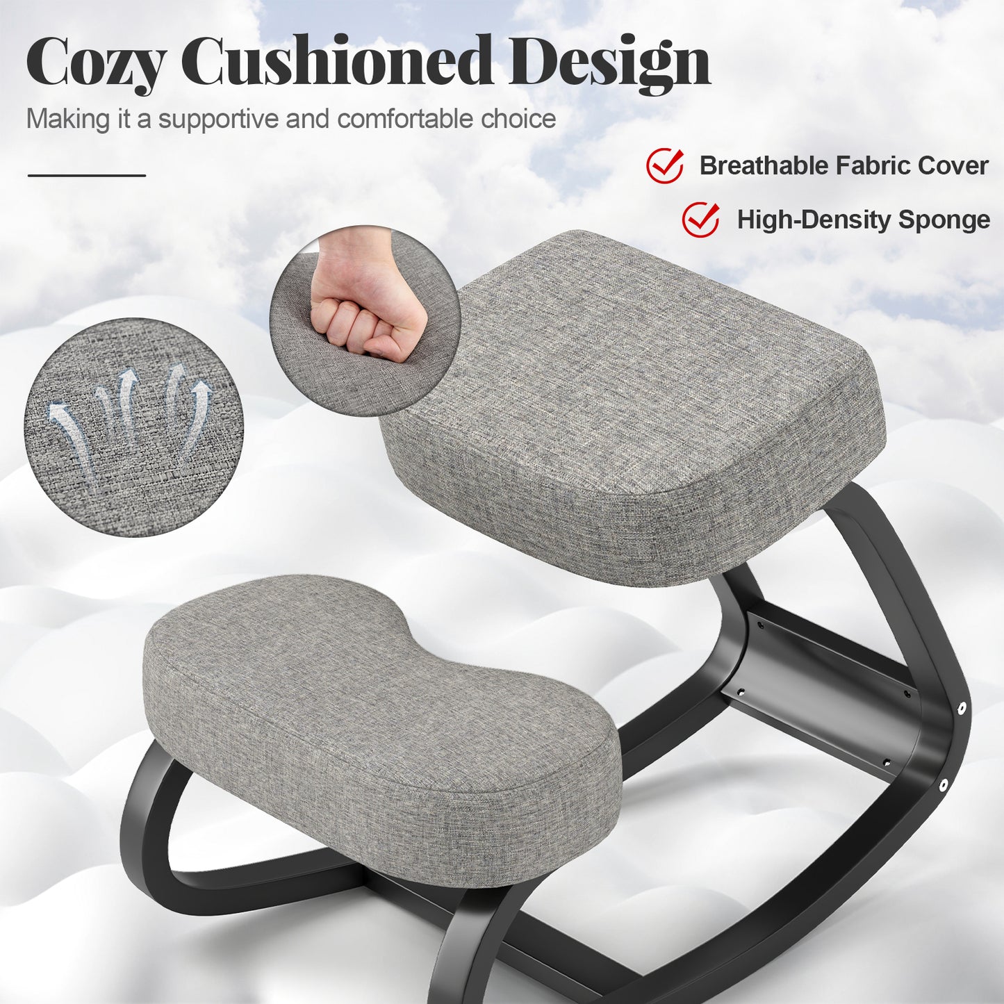 Ergonomic Rocking Kneeling Chair with Padded Cushions