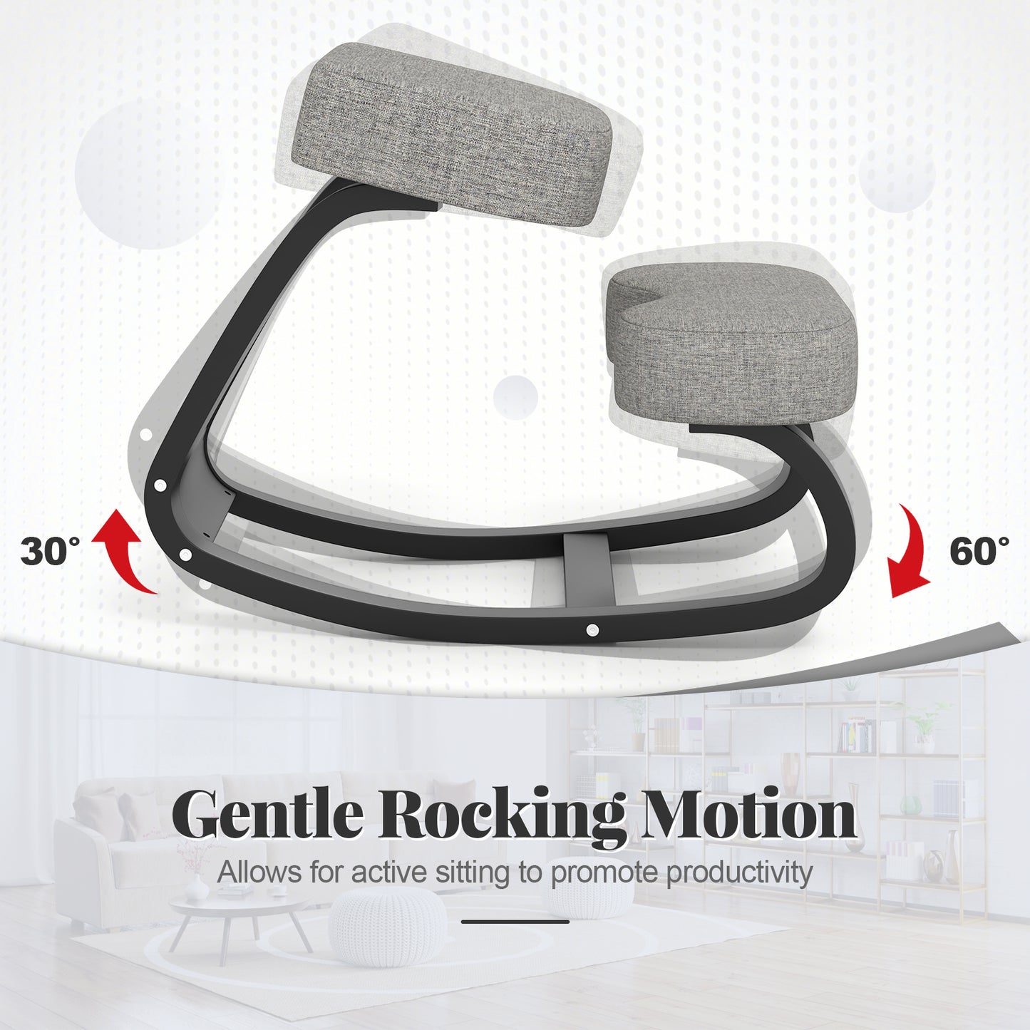 Ergonomic Rocking Kneeling Chair with Padded Cushions