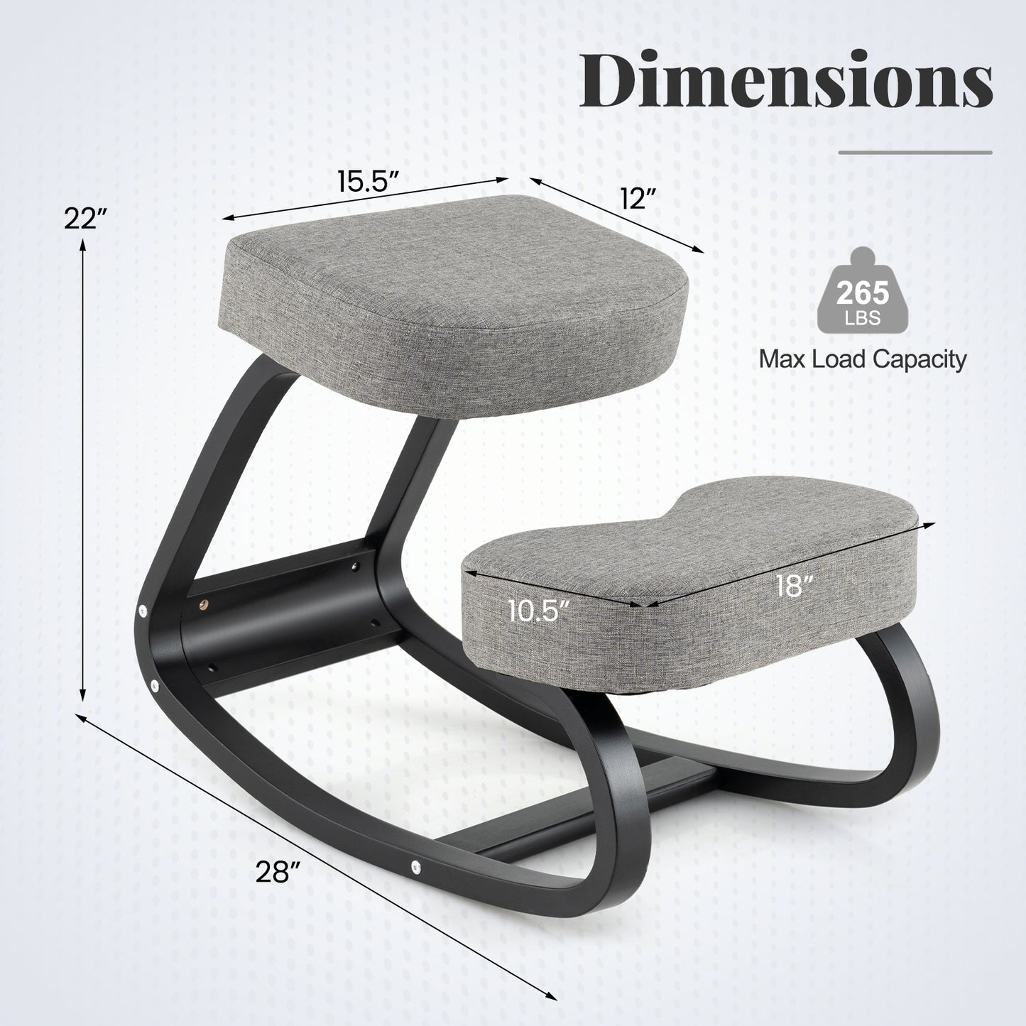 Ergonomic Rocking Kneeling Chair with Padded Cushions